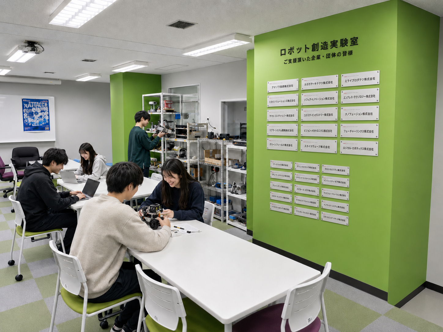 ロボット創造実験室のネームプレート壁 掲示イメージ