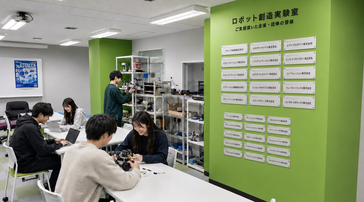 ロボット創造実験室の壁面プレート掲示イメージ